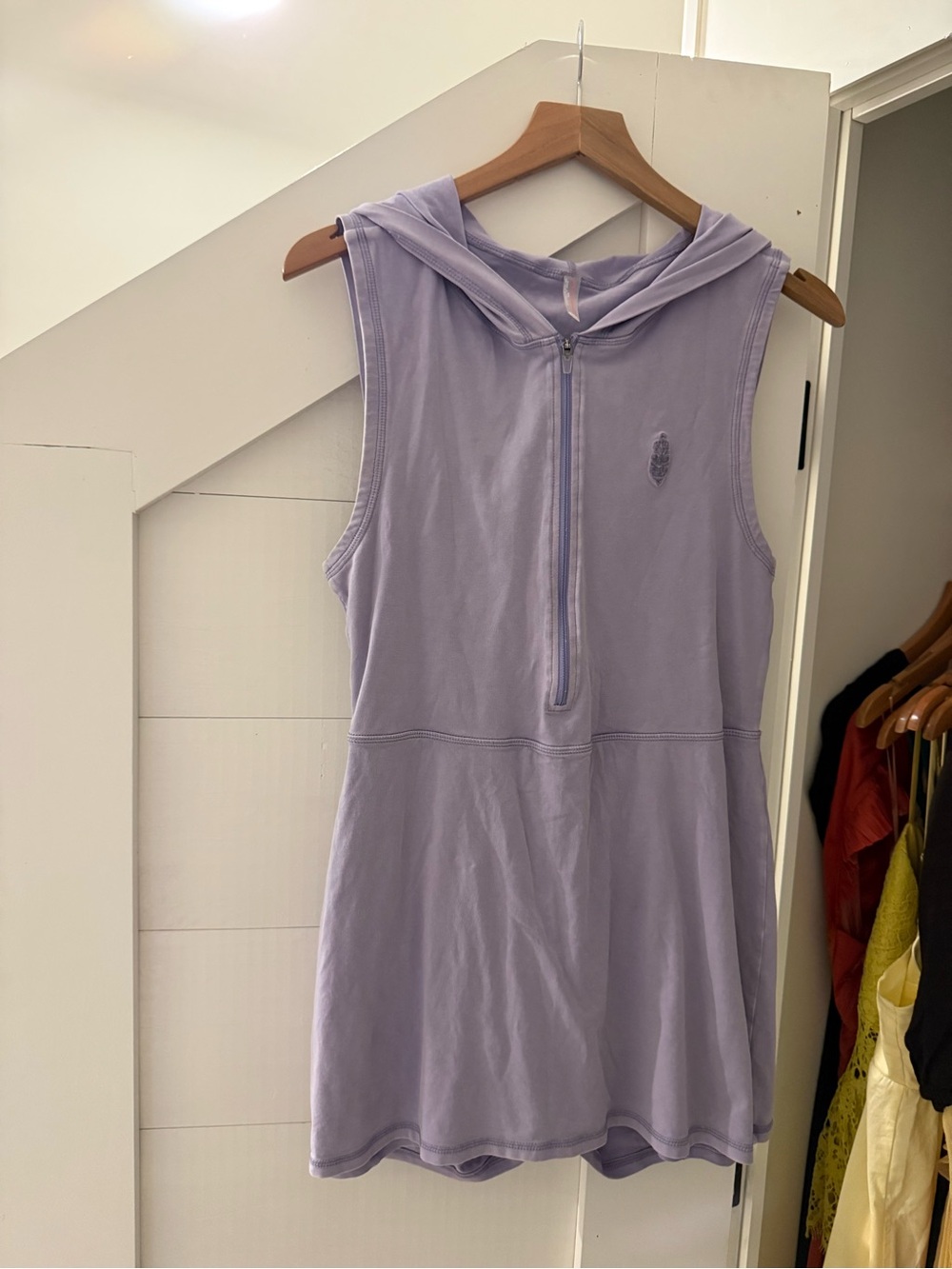 Free people Sleeveless Lavender Hooded active Dress with Front Zip and shorts